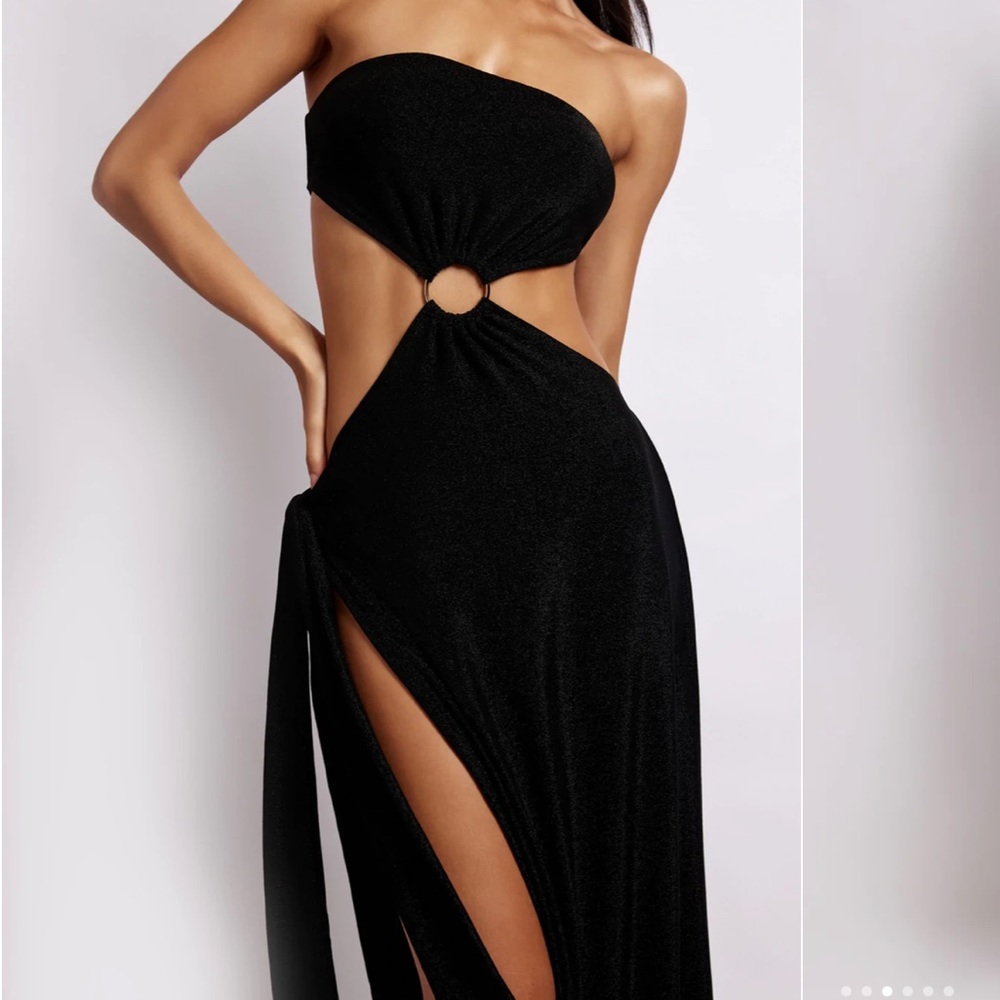 MESHKI Strapless Shimmer Dress - Black Shimmer